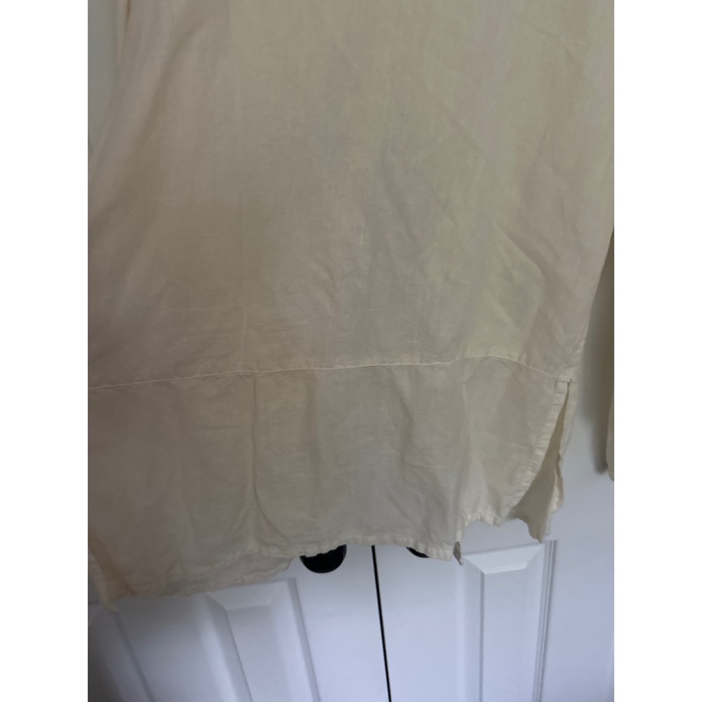 Orvis Cream Linen Cotton Blend Mandarin Collar Button Up Shirt Made in USA Med - Picture 6 of 6